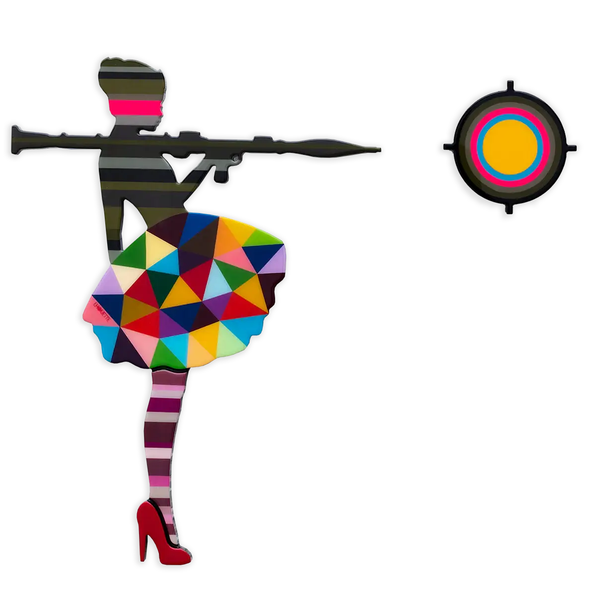 Bazooka Jo 2-Part Miniature Wall Sculpture Khaki Geometric - Original - SOLD by artist Lhouette - Wyecliffe Galleries