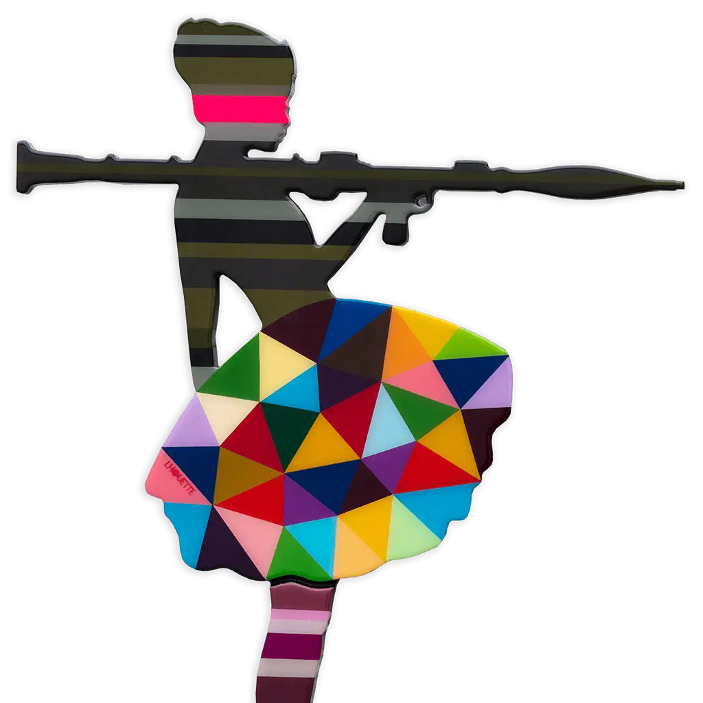 Bazooka Jo 2-Part Miniature Wall Sculpture Khaki Geometric - Original - SOLD by artist Lhouette - Wyecliffe Galleries