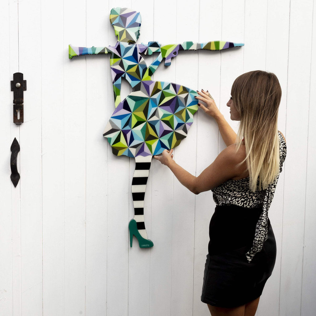 Bazooka Jo - Blue Geometric ( Gloss Resin ) - Original Wall Sculpture - SOLD by artist Lhouette - Wyecliffe Galleries