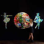 Bazooka Jo - Blue Geometric ( Gloss Resin ) - Original Wall Sculpture - SOLD by artist Lhouette - Wyecliffe Galleries