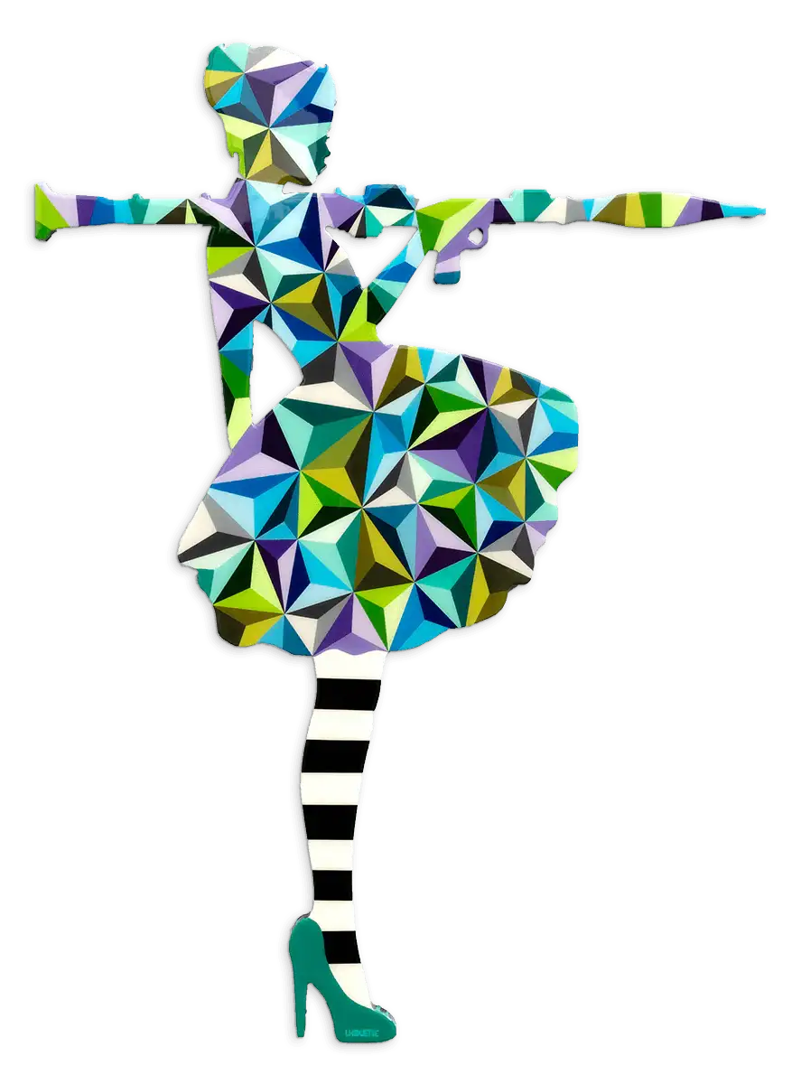 Bazooka Jo - Blue Geometric ( Gloss Resin ) - Original Wall Sculpture - SOLD by artist Lhouette - Wyecliffe Galleries