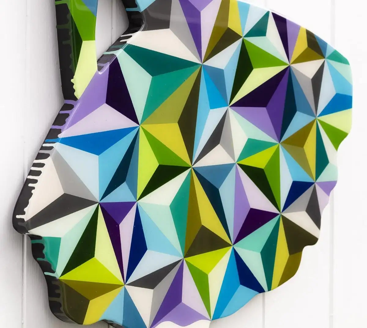 Bazooka Jo - Blue Geometric ( Gloss Resin ) - Original Wall Sculpture - SOLD by artist Lhouette - Wyecliffe Galleries