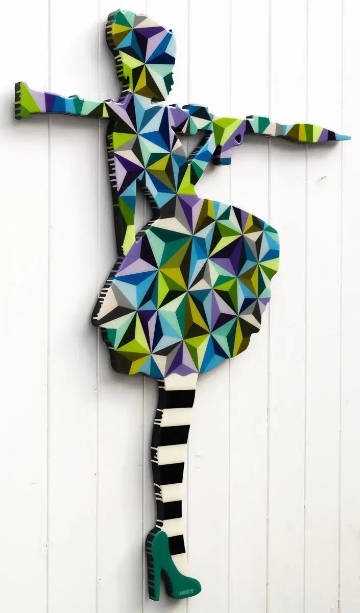 Bazooka Jo - Blue Geometric ( Gloss Resin ) - Original Wall Sculpture - SOLD by artist Lhouette - Wyecliffe Galleries