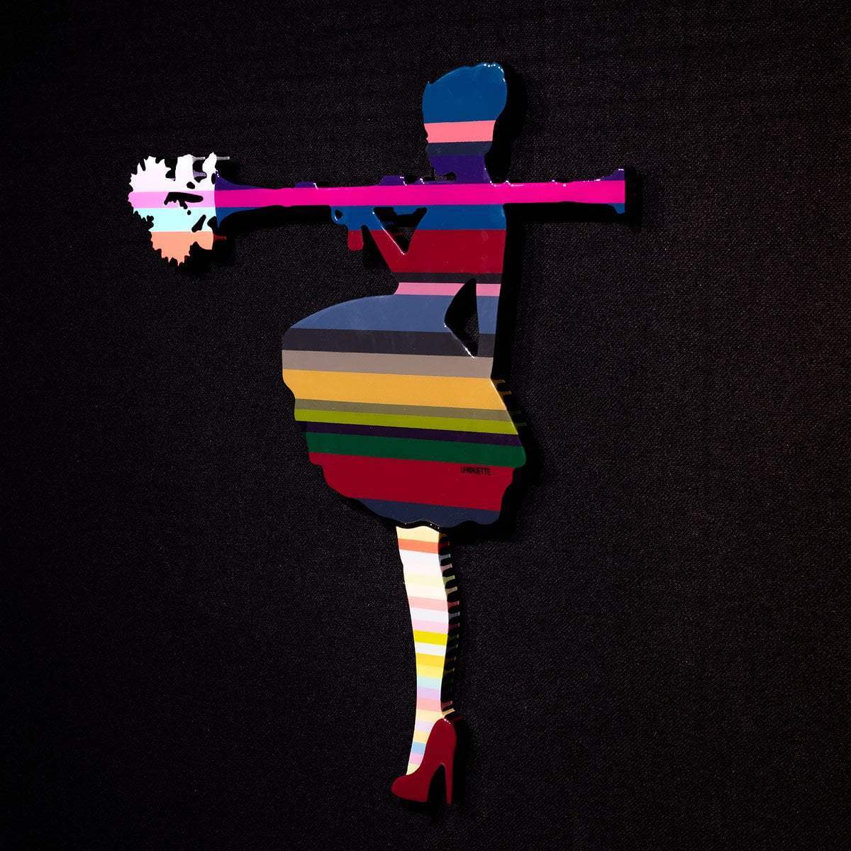 Bazooka Jo Blue and Pink Floral - Original Wall Sculpture - SOLD by artist Lhouette - Wyecliffe Galleries