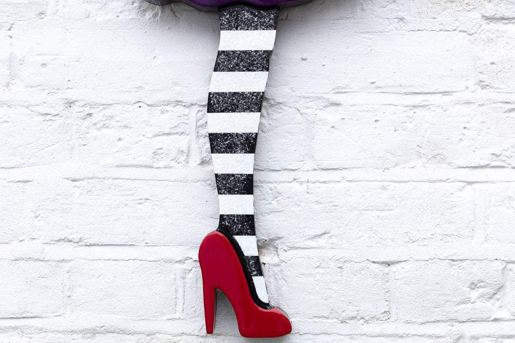 Bazooka Jo Floral Miniature Wall Sculpture Geometric Striped - Original - SOLD by artist Lhouette - Wyecliffe Galleries