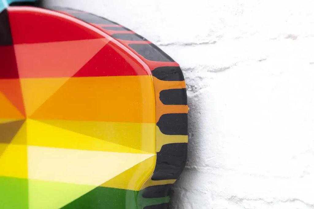 Bazooka Jo Floral Miniature Wall Sculpture Geometric Striped - Original - SOLD by artist Lhouette - Wyecliffe Galleries