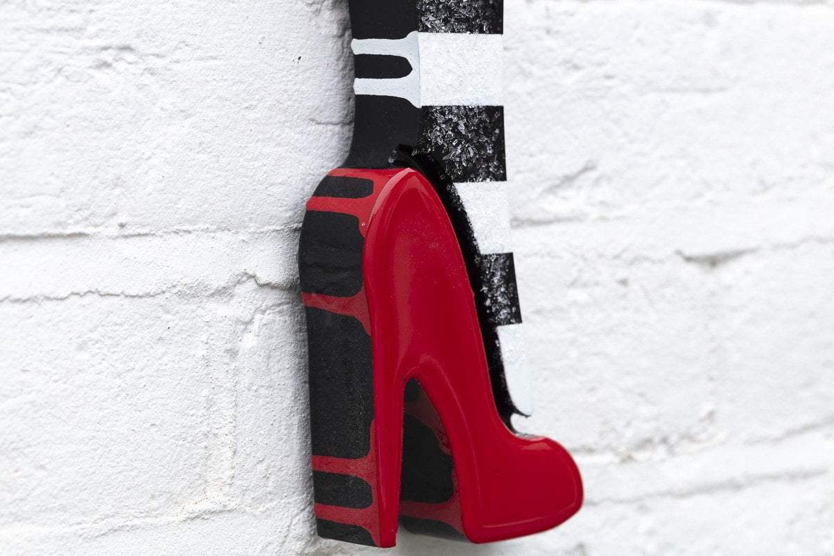 Bazooka Jo Floral Miniature Wall Sculpture Geometric Striped - Original - SOLD by artist Lhouette - Wyecliffe Galleries