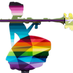 Bazooka Jo Floral Miniature Wall Sculpture Geometric Striped - Original - SOLD by artist Lhouette - Wyecliffe Galleries