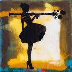 Bazooka Jo Floral Mixer (Golden Yellow) - Original - SOLD by artist Lhouette - Wyecliffe Galleries