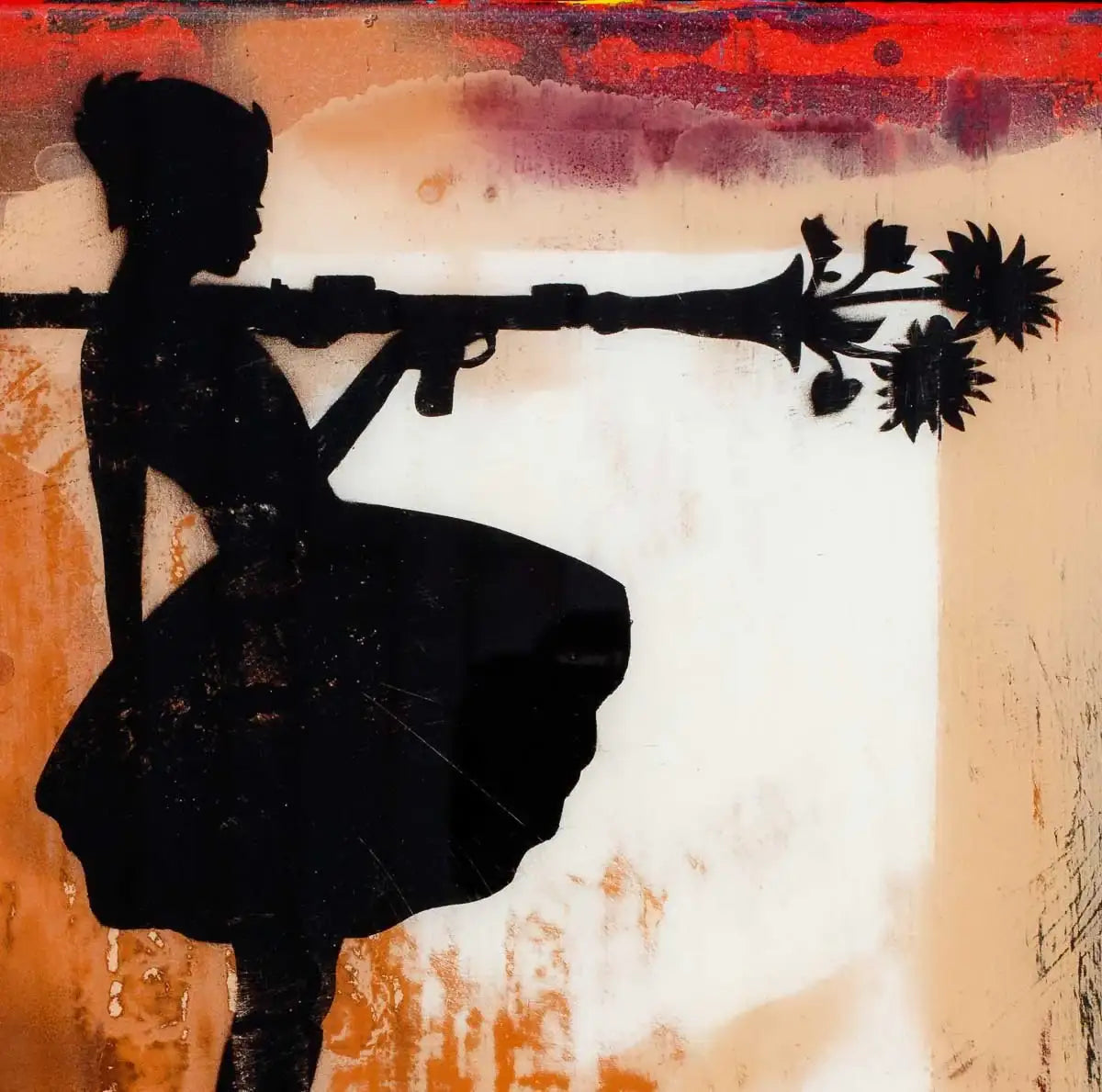 Bazooka Jo Floral Mixer (Orangina) - Original - SOLD by artist Lhouette - Wyecliffe Galleries