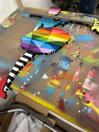 Bazooka Jo Floral Miniature Wall Sculpture Geometric Striped - Original - SOLD by artist Lhouette - Wyecliffe Galleries