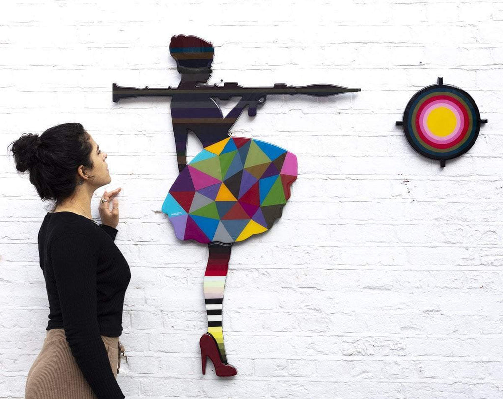 Bazooka Jo Geometric - Two Part Wall Sculpture - Original - SOLD by artist Lhouette - Wyecliffe Galleries