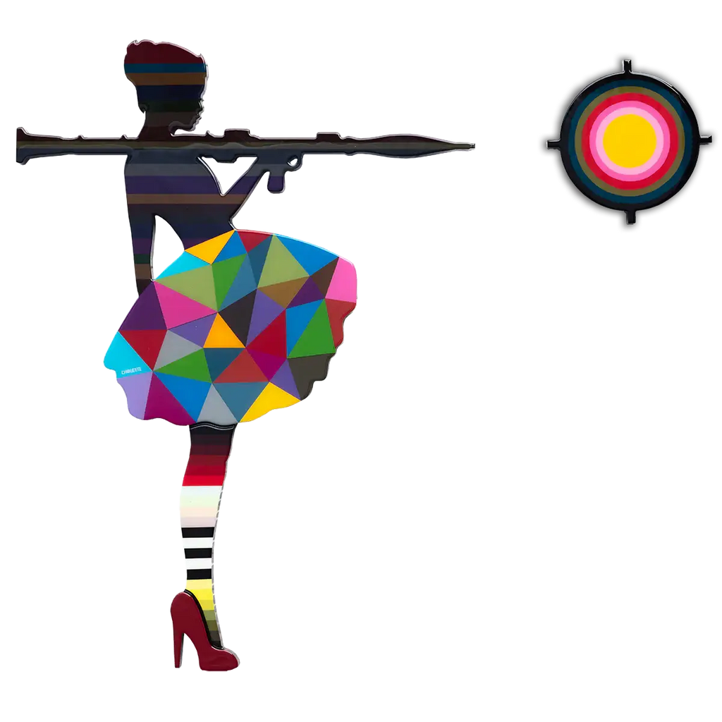 Bazooka Jo Geometric - Two Part Wall Sculpture - Original - SOLD by artist Lhouette - Wyecliffe Galleries