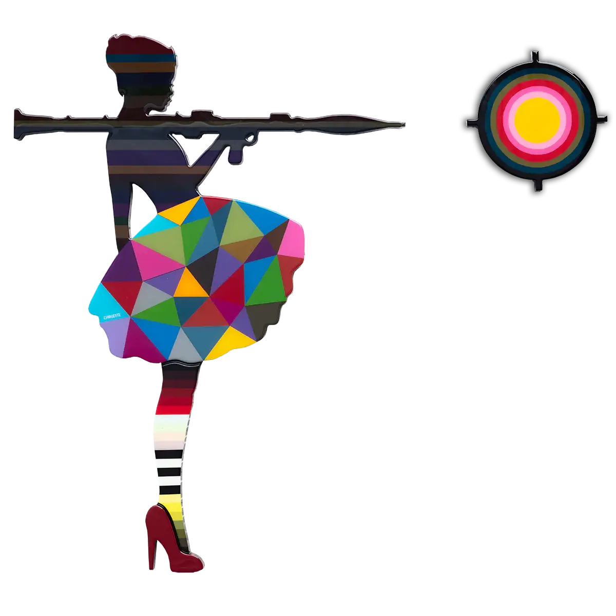 Bazooka Jo Geometric - Two Part Wall Sculpture - Original - SOLD by artist Lhouette - Wyecliffe Galleries