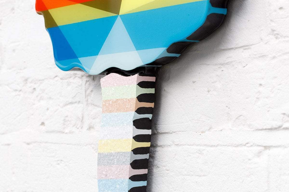 Bazooka Jo Geo Red - Original Wall Sculpture - SOLD by artist Lhouette - Wyecliffe Galleries