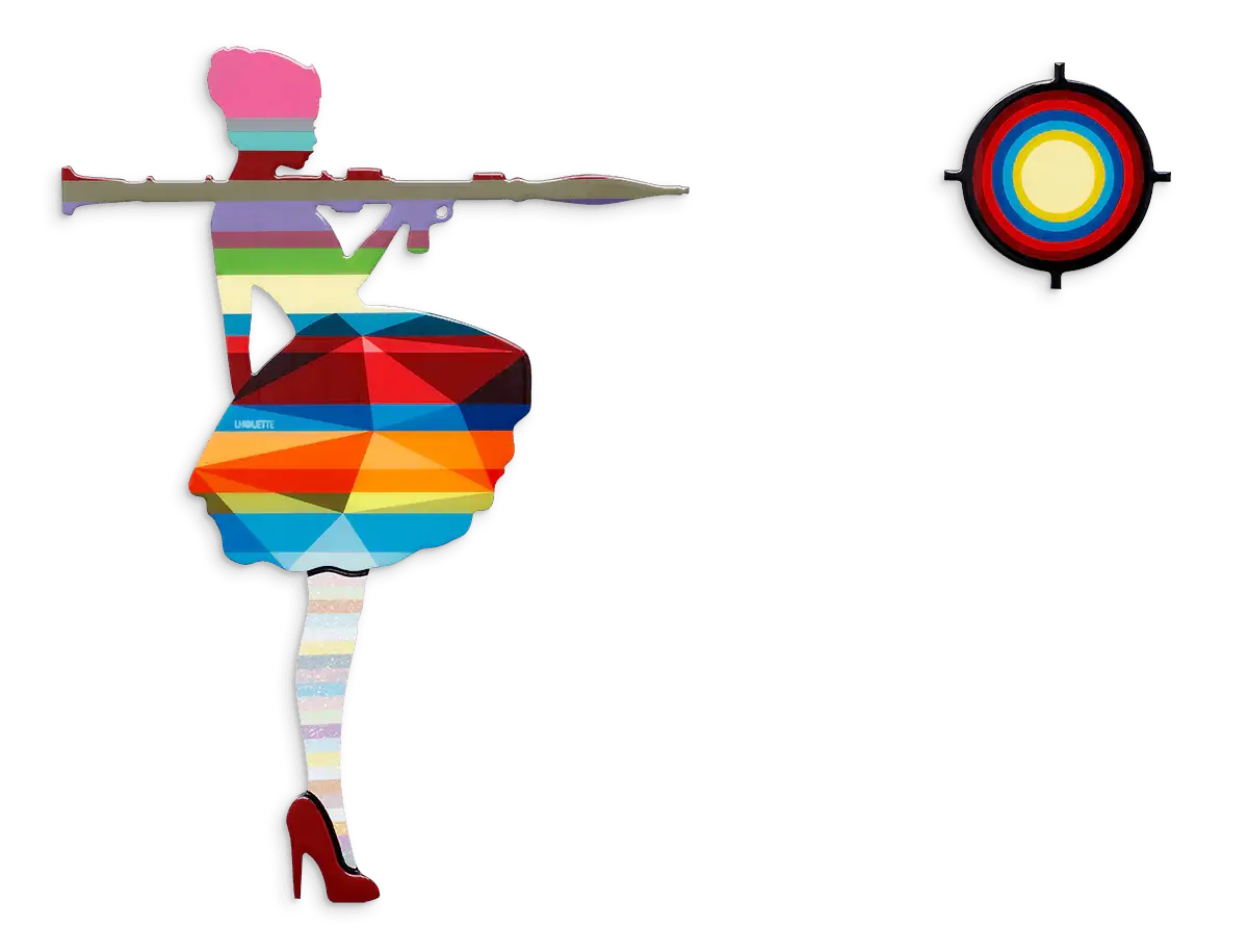 Bazooka Jo Geo Red - Original Wall Sculpture - SOLD by artist Lhouette - Wyecliffe Galleries