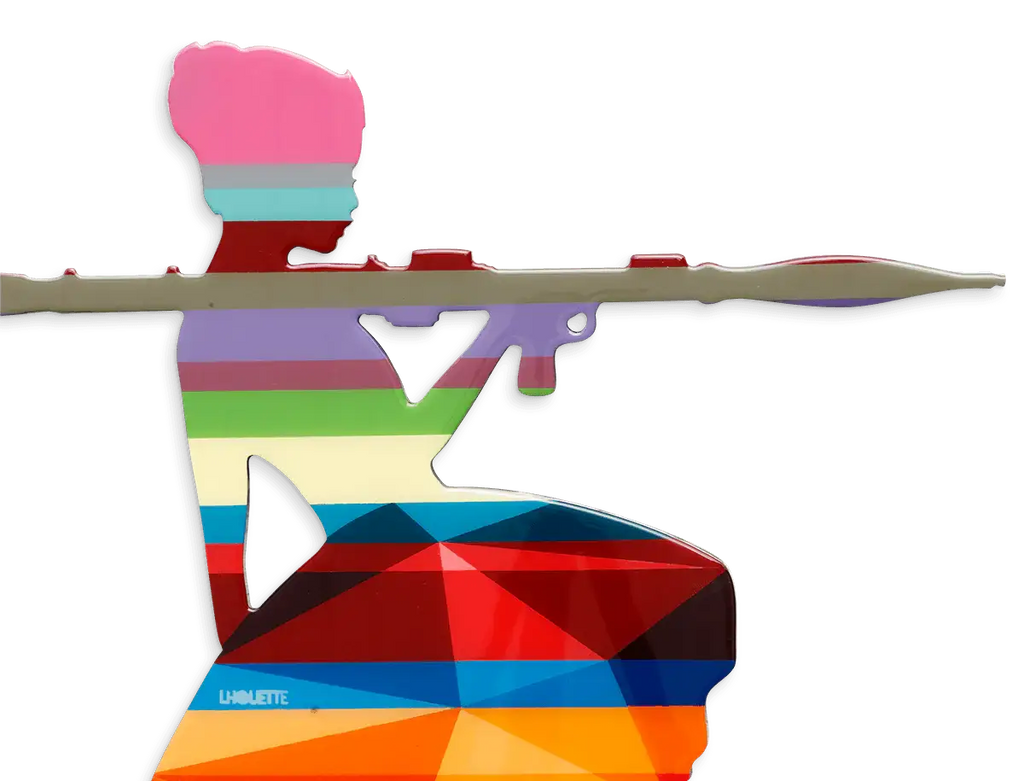 Bazooka Jo Geo Red - Original Wall Sculpture - SOLD by artist Lhouette - Wyecliffe Galleries