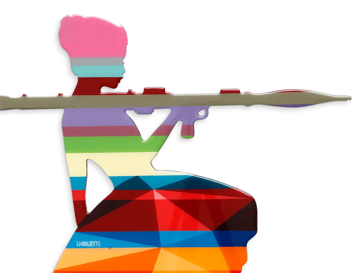 Bazooka Jo Geo Red - Original Wall Sculpture - SOLD by artist Lhouette - Wyecliffe Galleries