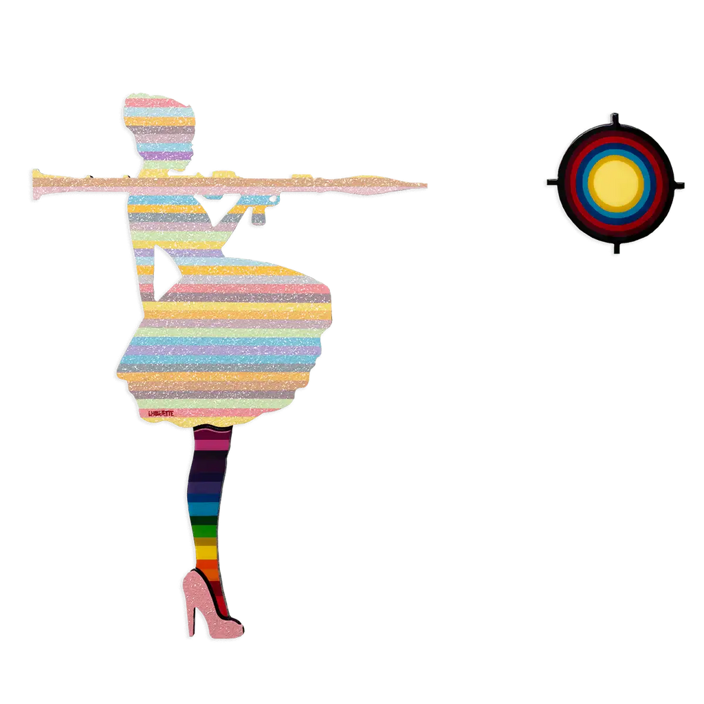 Bazooka Jo Mini- Pastel & Diamond Dust - Original Wall Sculpture - SOLD by artist Lhouette - Wyecliffe Galleries