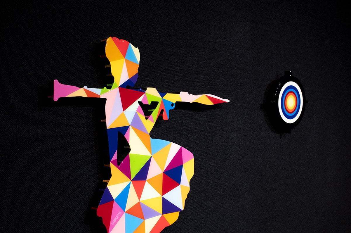 Bazooka Jo Miniature - Geo Original Wall Sculpture -SOLD by artist Lhouette - Wyecliffe Galleries