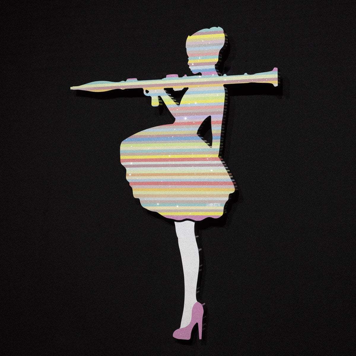 Bazooka Jo Miniature - Pastel with Diamond Dust - Original Wall Sculpture - SOLD by artist Lhouette - Wyecliffe Galleries