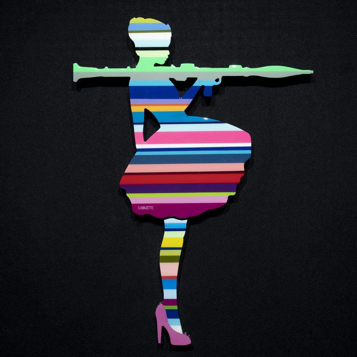 Bazooka Jo Miniature - Striped - Original Wall Sculpture - SOLD by artist Lhouette - Wyecliffe Galleries