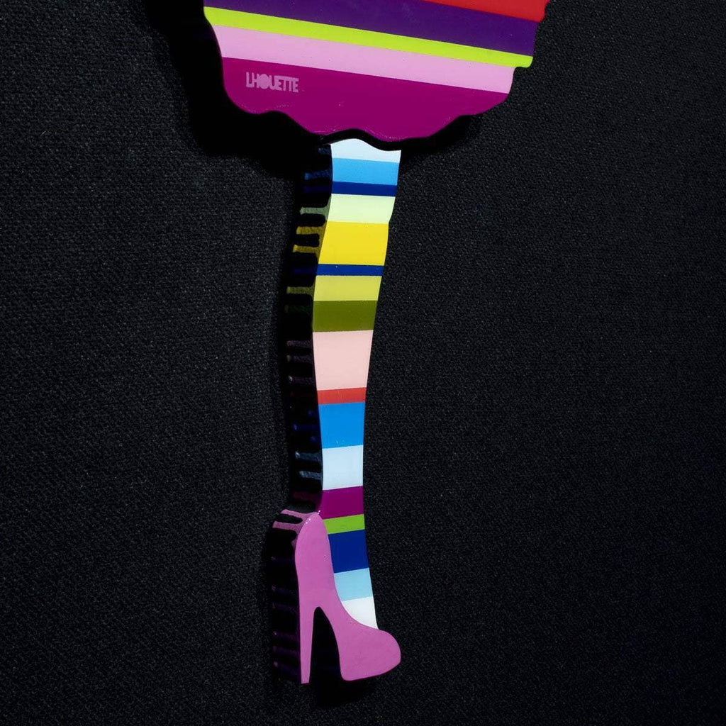 Bazooka Jo Miniature - Striped - Original Wall Sculpture - SOLD by artist Lhouette - Wyecliffe Galleries