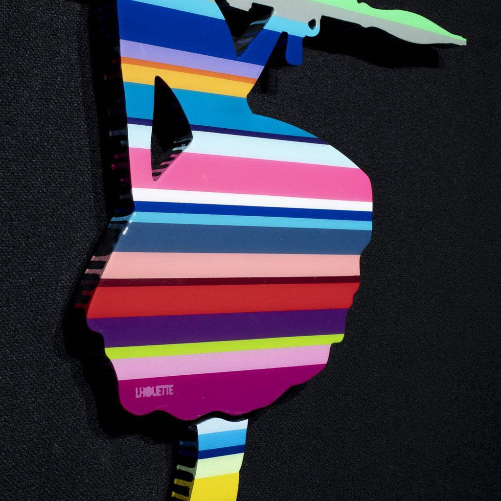 Bazooka Jo Miniature - Striped - Original Wall Sculpture - SOLD by artist Lhouette - Wyecliffe Galleries