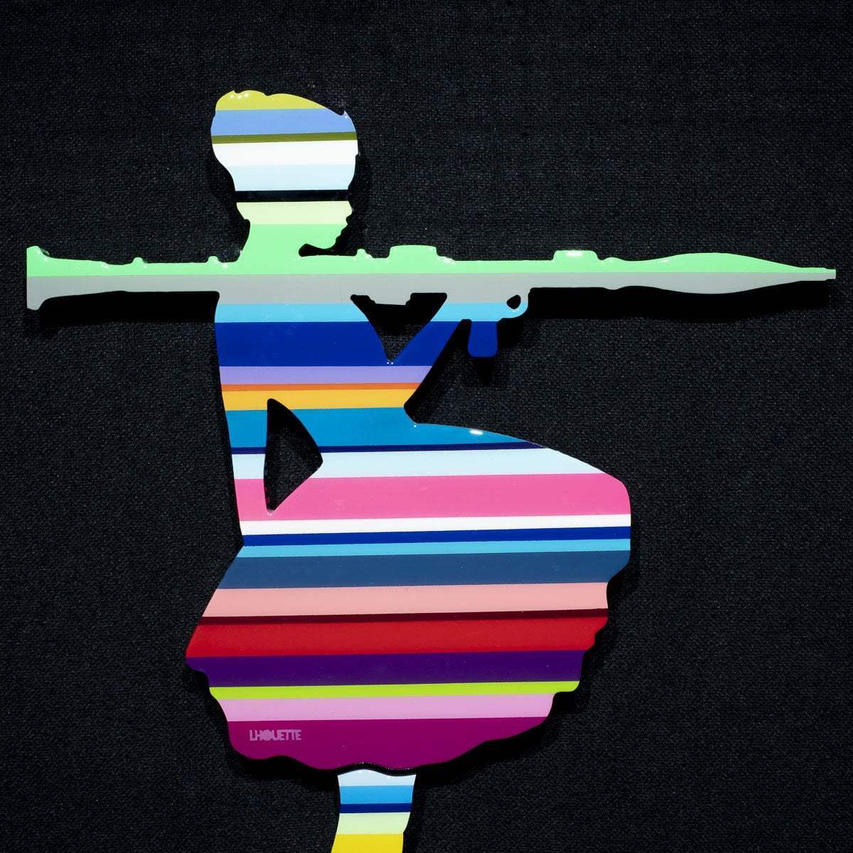 Bazooka Jo Miniature - Striped - Original Wall Sculpture - SOLD by artist Lhouette - Wyecliffe Galleries