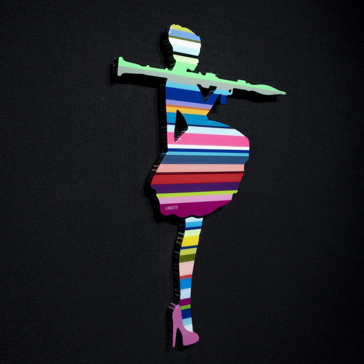Bazooka Jo Miniature - Striped - Original Wall Sculpture - SOLD by artist Lhouette - Wyecliffe Galleries