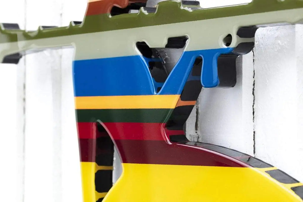 Bazooka Jo Miniature Striped Tights - Original Wall Sculpture - SOLD by artist Lhouette - Wyecliffe Galleries