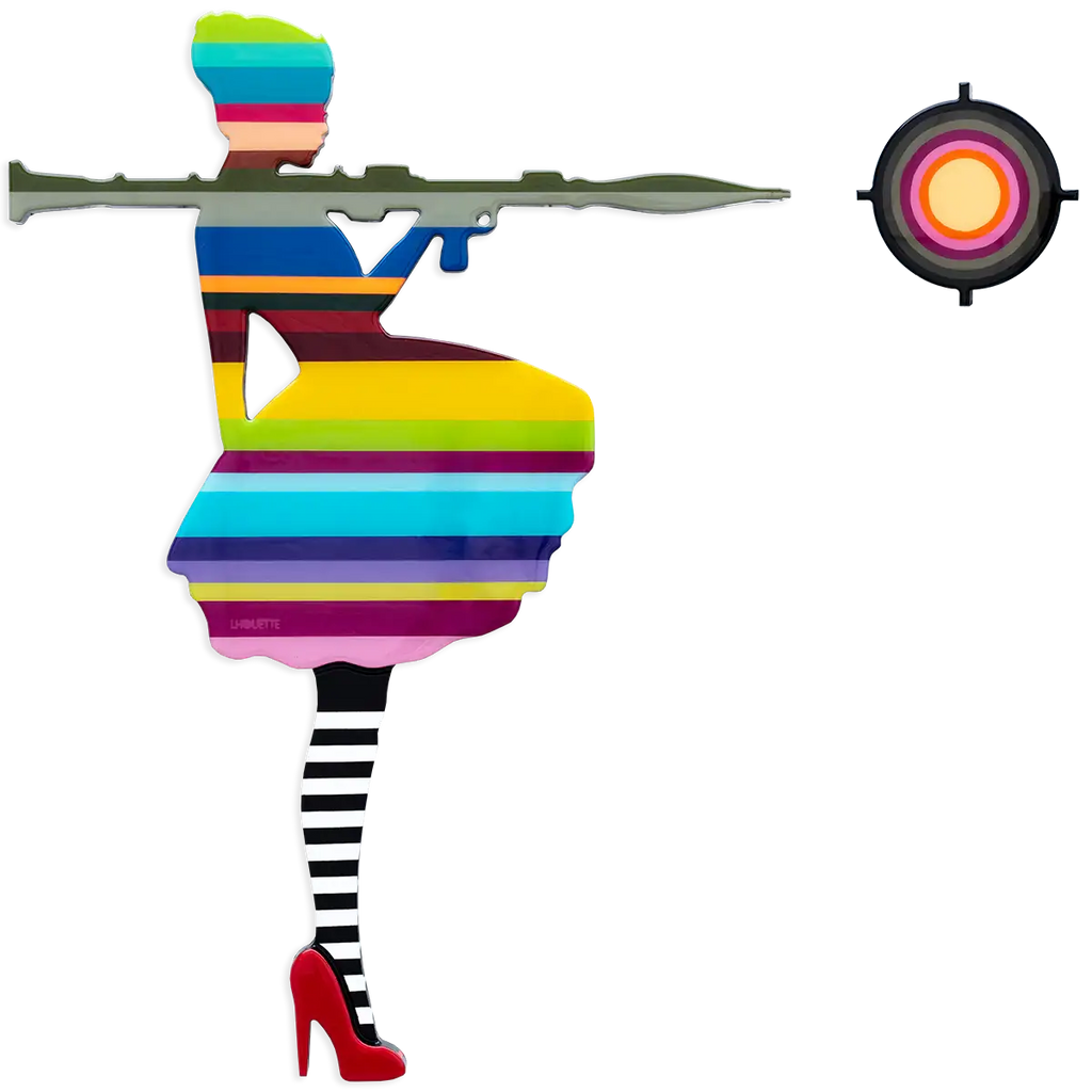 Bazooka Jo Miniature Striped Tights - Original Wall Sculpture - SOLD by artist Lhouette - Wyecliffe Galleries