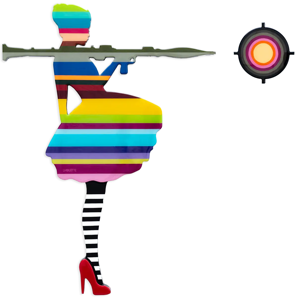 Bazooka Jo Miniature Striped Tights - Original Wall Sculpture - SOLD by artist Lhouette - Wyecliffe Galleries