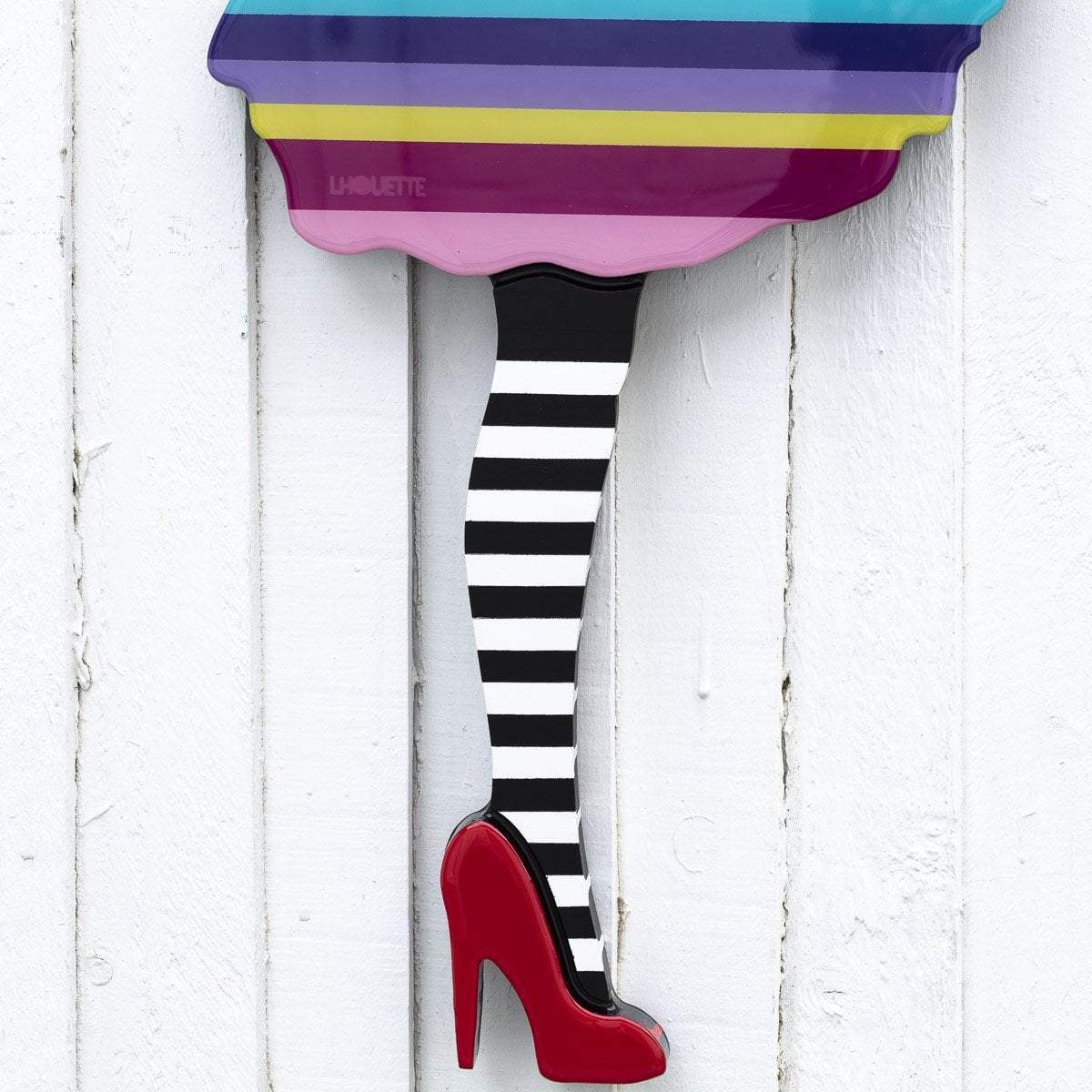 Bazooka Jo Miniature Striped Tights - Original Wall Sculpture - SOLD by artist Lhouette - Wyecliffe Galleries