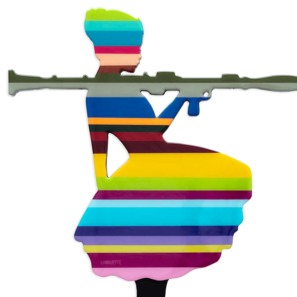 Bazooka Jo Miniature Striped Tights - Original Wall Sculpture - SOLD by artist Lhouette - Wyecliffe Galleries