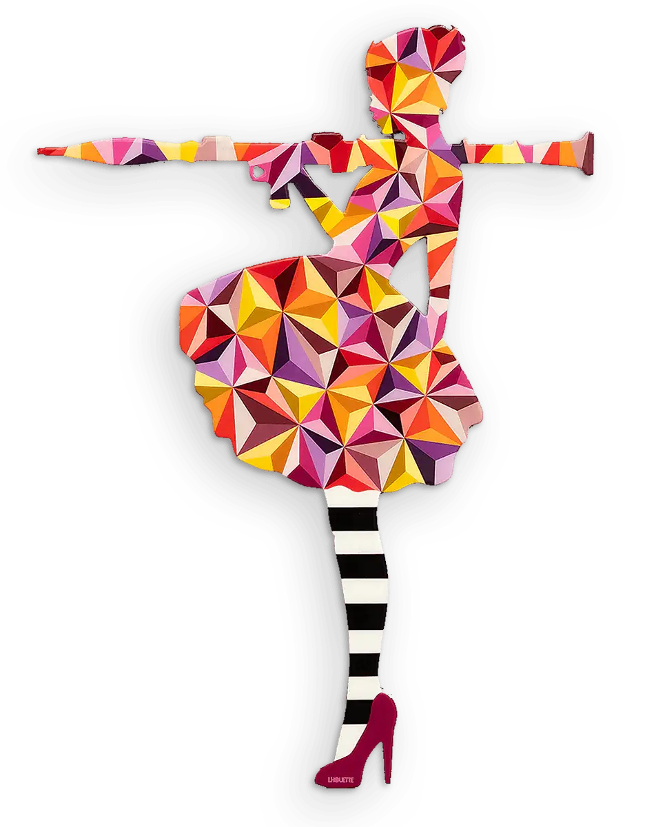 Bazooka Jo - Pink Geometric ( Gloss Resin ) - Original Wall Sculpture - SOLD by artist Lhouette - Wyecliffe Galleries