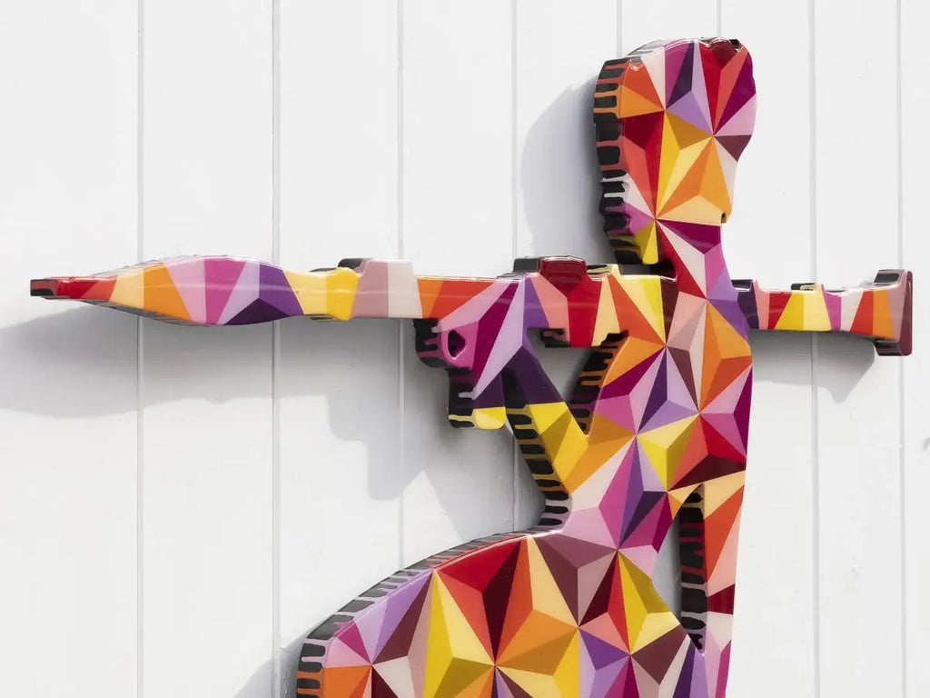 Bazooka Jo - Pink Geometric ( Gloss Resin ) - Original Wall Sculpture - SOLD by artist Lhouette - Wyecliffe Galleries