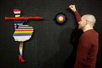 Bazooka Jo Rainbow Striped Miniature Two Part Wall Sculpture - Original - SOLD by artist Lhouette - Wyecliffe Galleries