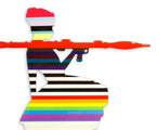Bazooka Jo Rainbow Striped Miniature Two Part Wall Sculpture - Original - SOLD by artist Lhouette - Wyecliffe Galleries
