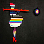 Bazooka Jo Rainbow Striped Miniature Two Part Wall Sculpture - Original - SOLD by artist Lhouette - Wyecliffe Galleries