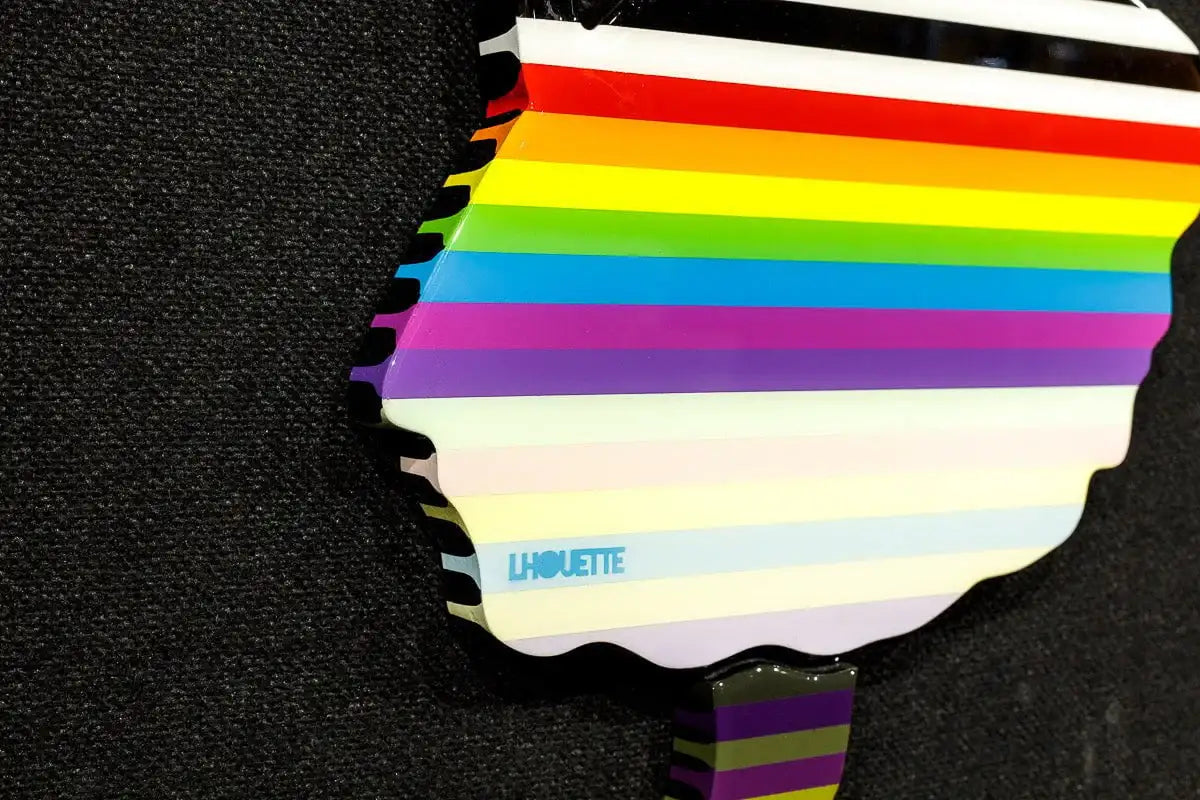 Bazooka Jo Rainbow Striped Miniature Two Part Wall Sculpture - Original - SOLD by artist Lhouette - Wyecliffe Galleries