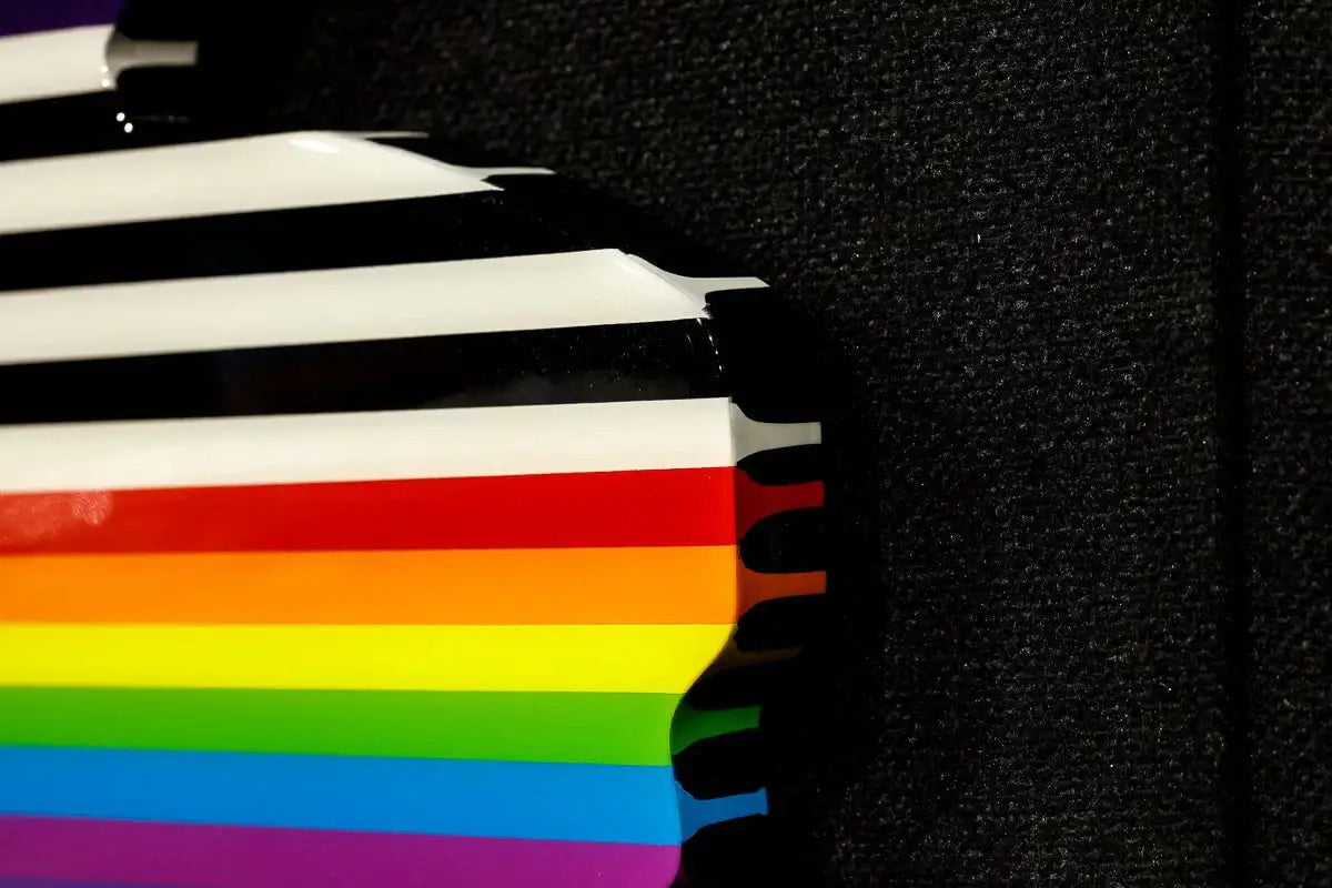 Bazooka Jo Rainbow Striped Miniature Two Part Wall Sculpture - Original - SOLD by artist Lhouette - Wyecliffe Galleries