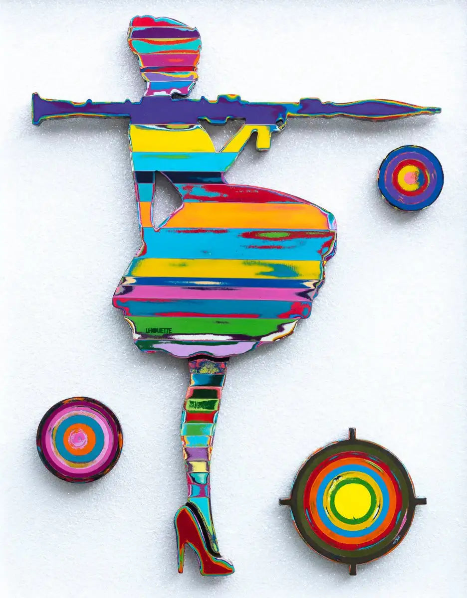 Bazooka Jo - Scratched Back Framed Sculpture - Original - SOLD by artist Lhouette - Wyecliffe Galleries