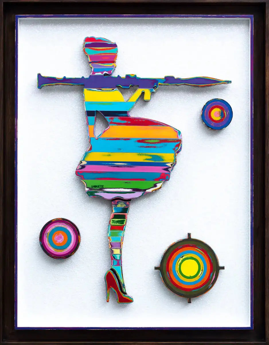 Bazooka Jo - Scratched Back Framed Sculpture - Original - SOLD by artist Lhouette - Wyecliffe Galleries