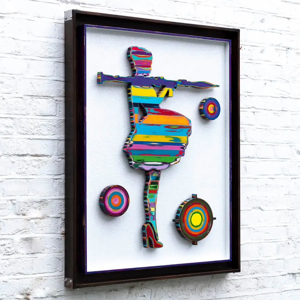 Bazooka Jo - Scratched Back Framed Sculpture - Original - SOLD by artist Lhouette - Wyecliffe Galleries