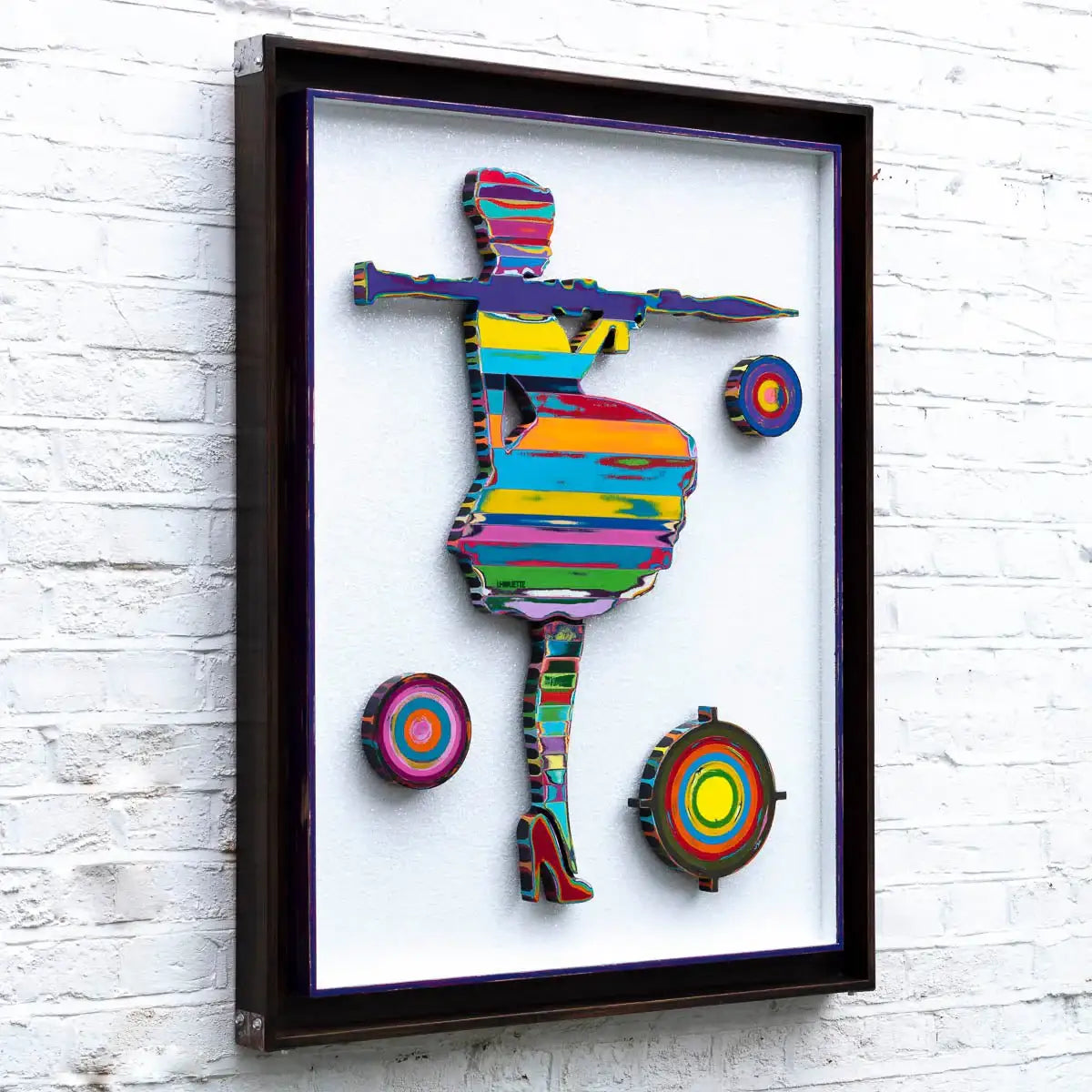 Bazooka Jo - Scratched Back Framed Sculpture - Original - SOLD by artist Lhouette - Wyecliffe Galleries