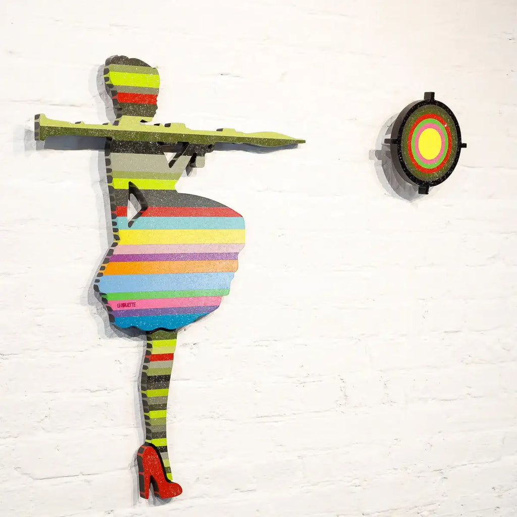 Bazooka Jo Striped - 2 piece Mini Wall Sculpture - Original - SOLD by artist Lhouette - Wyecliffe Galleries