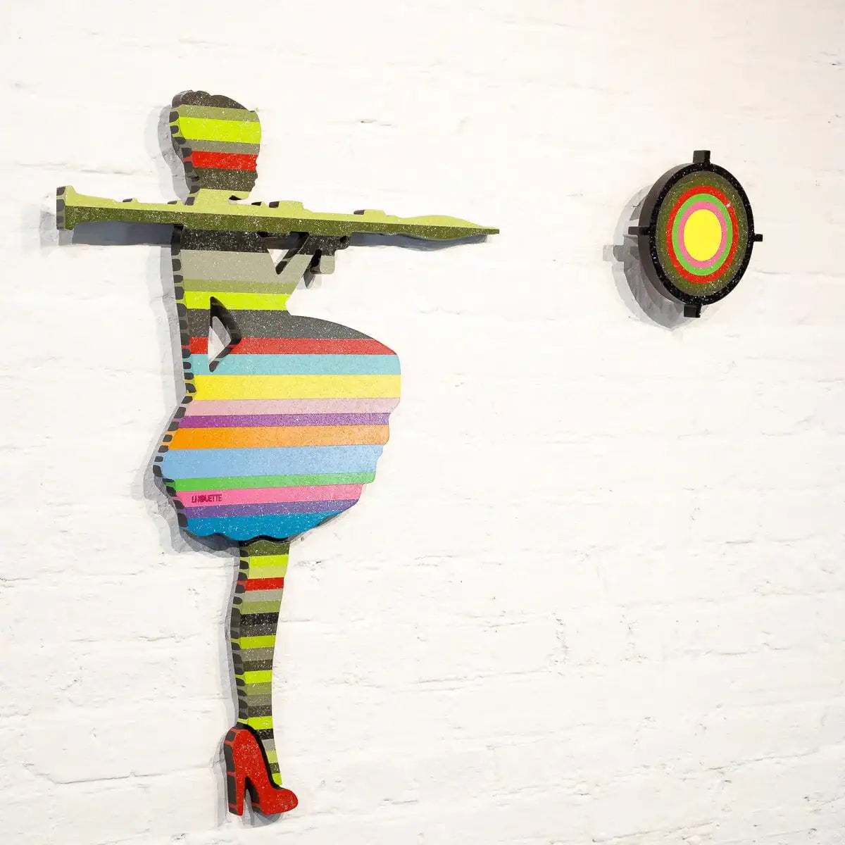 Bazooka Jo Striped - 2 piece Mini Wall Sculpture - Original - SOLD by artist Lhouette - Wyecliffe Galleries