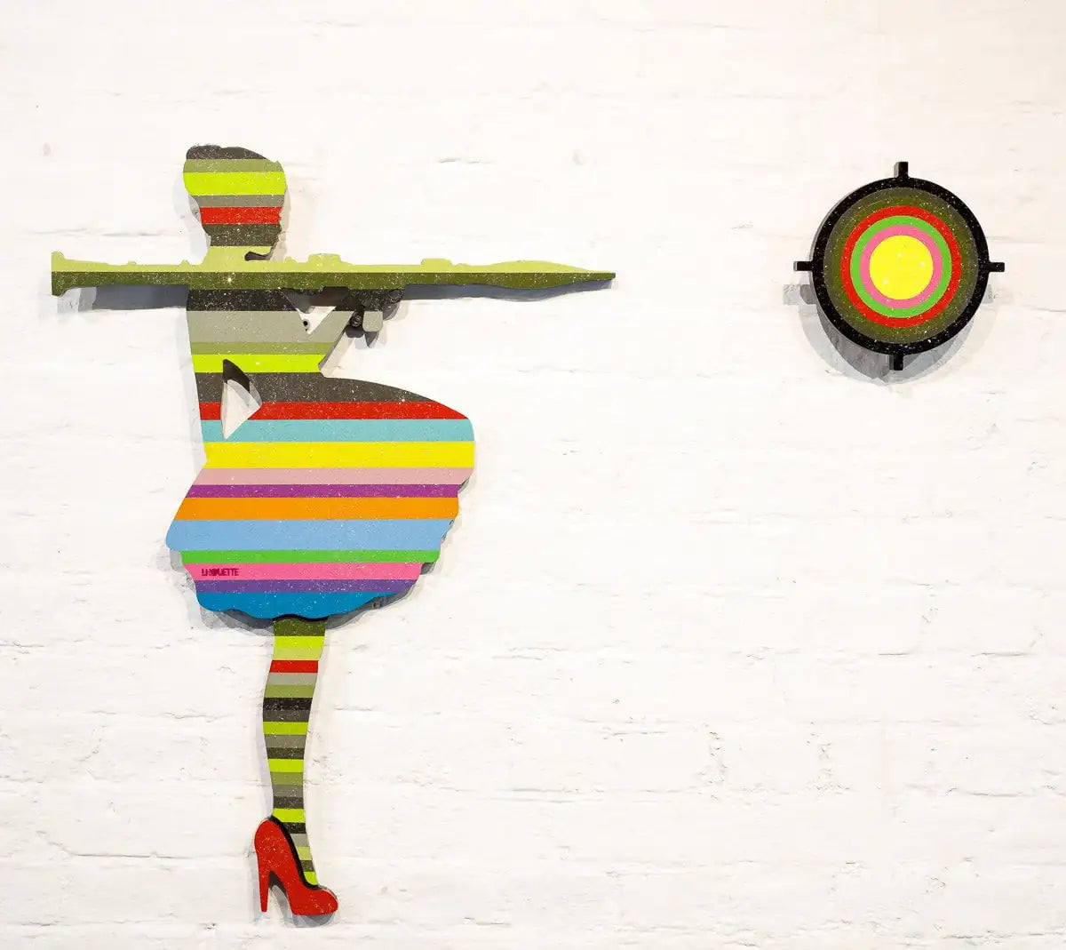 Bazooka Jo Striped - 2 piece Mini Wall Sculpture - Original - SOLD by artist Lhouette - Wyecliffe Galleries