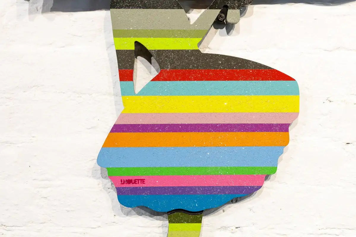 Bazooka Jo Striped - 2 piece Mini Wall Sculpture - Original - SOLD by artist Lhouette - Wyecliffe Galleries